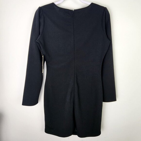 NWT Lulus Black Long Sleeve Dress Size Medium Mini Ruching Concert Wedding Guest - Picture 4 of 4